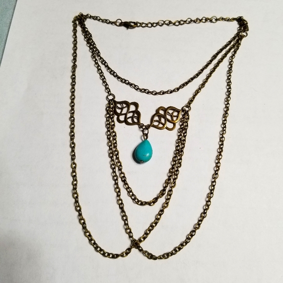 Chic & Trendy Gold & Turquoise Upper Arm Bracelet - Picture 1 of 2